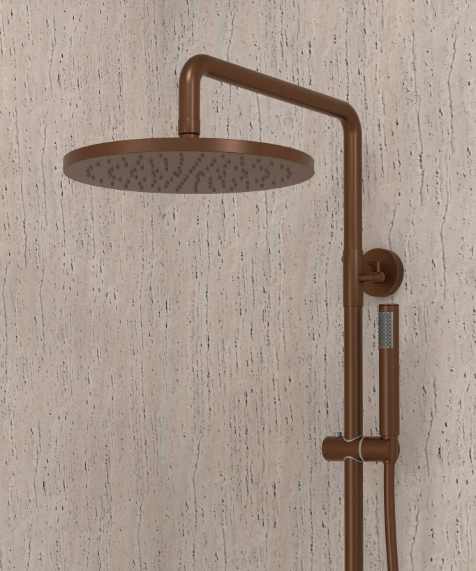 Colonna doccia e vasca termostatica Oro rosa spazzolato - Corbeau