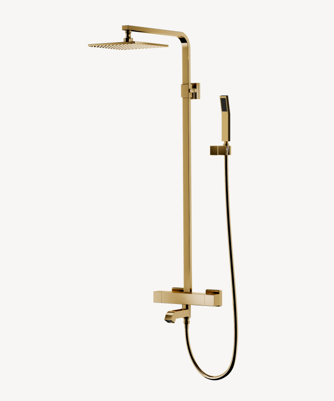 Colonna termostatica quadrata per vasca e doccia - Doré