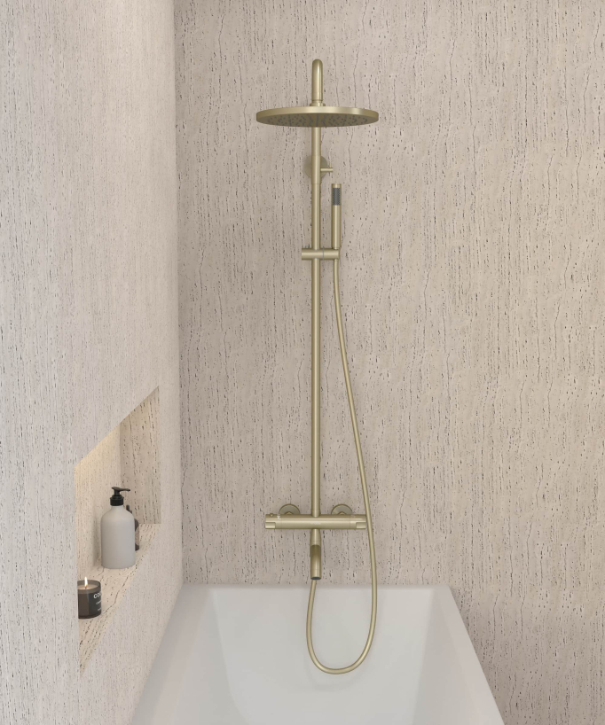 Colonna doccia e vasca termostatica Oro spazzolato - Corbeau