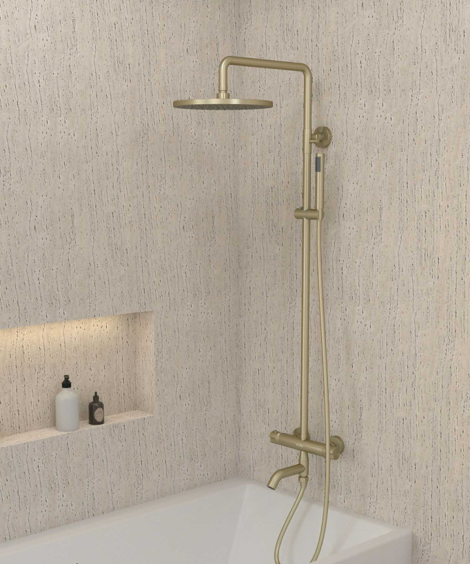 Colonna doccia e vasca termostatica Oro spazzolato - Corbeau