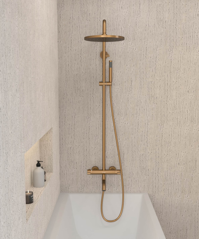 Colonna doccia e vasca termostatica oro rosa - Corbeau