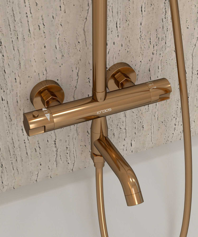 Colonna doccia e vasca termostatica oro rosa - Corbeau