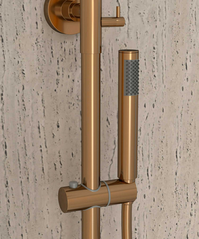 Colonna doccia e vasca termostatica oro rosa - Corbeau