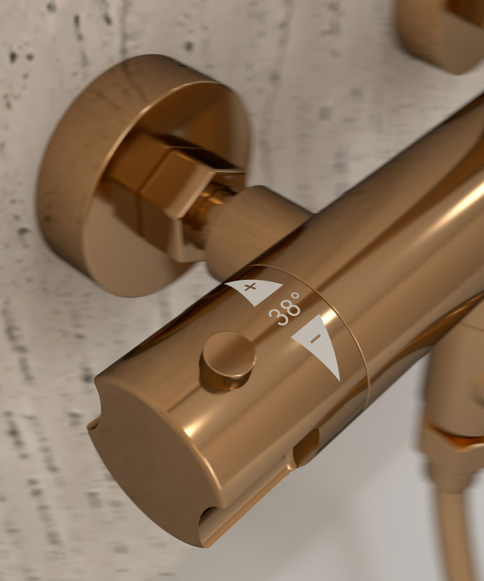 Colonna doccia e vasca termostatica oro rosa - Corbeau