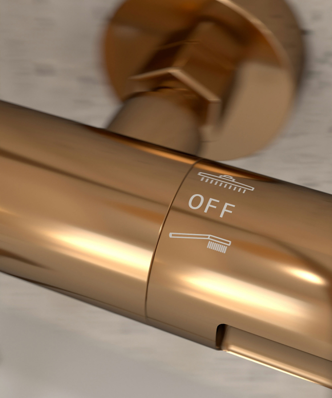 Colonna doccia e vasca termostatica oro rosa - Corbeau