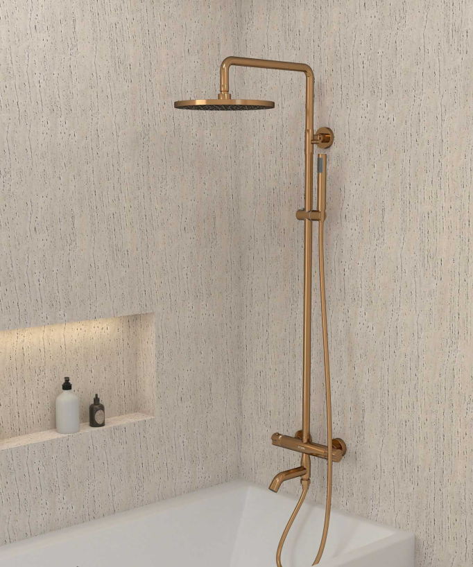 Colonna doccia e vasca termostatica oro rosa - Corbeau