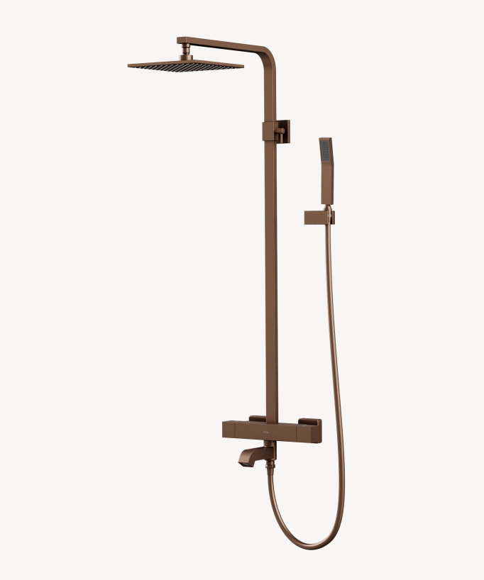 Colonna bagno-doccia termostatica Oro rosa spazzolato - Sirius
