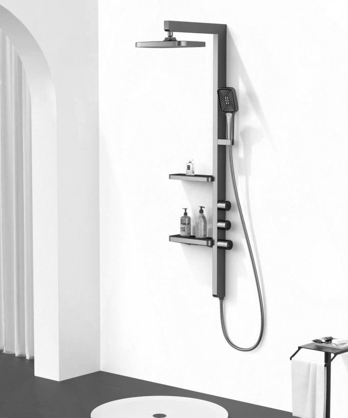 Colonna doccia termostatica di design - Gun métal