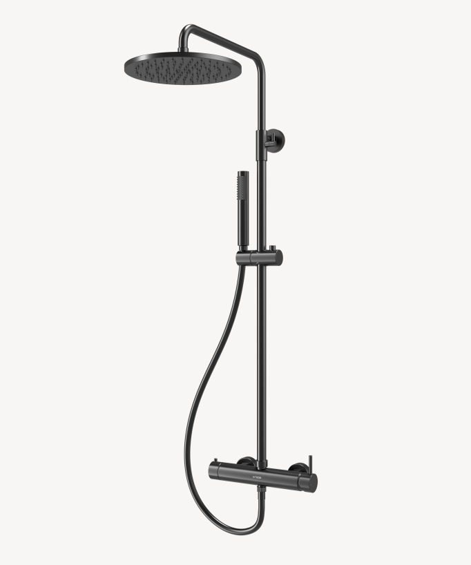 Colonna doccia miscelatore meccanico murale Gun metal - Corbeau
