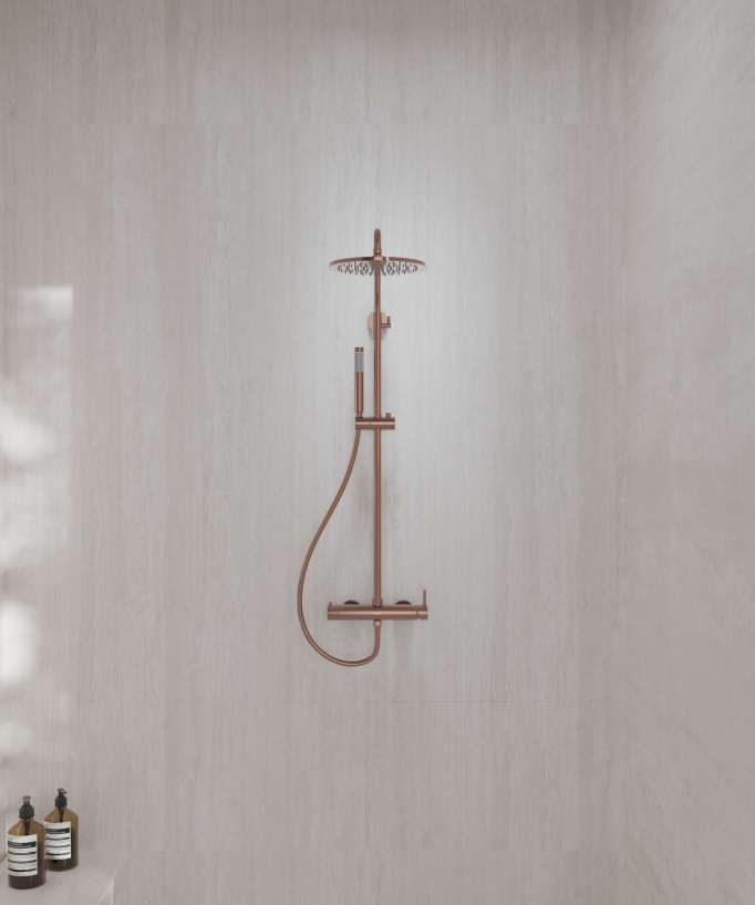 Colonna doccia miscelatore meccanico murale Oro rosa - Corbeau