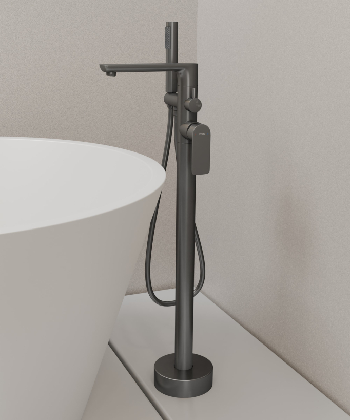 Rubinetto vasca da pavimento gunmetal - Nunki