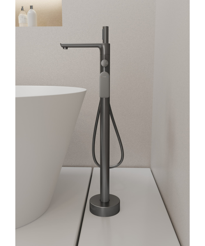 Rubinetto vasca da pavimento gunmetal - Nunki - small