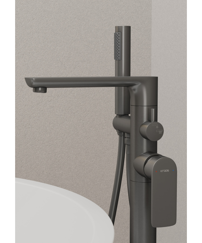 Rubinetto vasca da pavimento gunmetal - Nunki