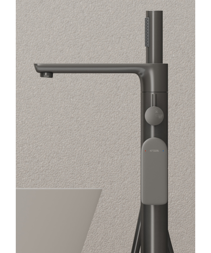 Rubinetto vasca da pavimento gunmetal - Nunki