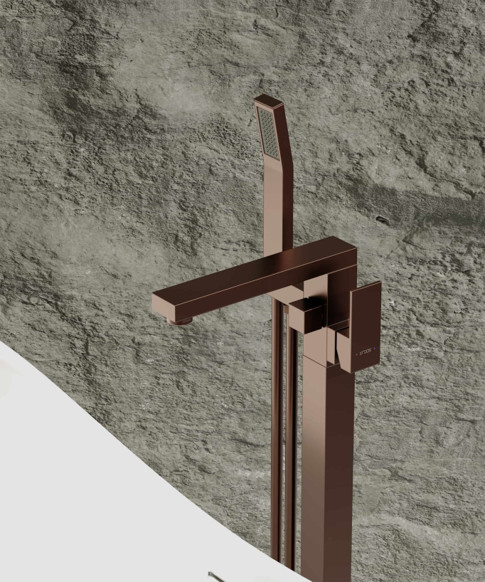 Miscelatore vasca-doccia monocolonna oro rosa spazzolato - Sirius