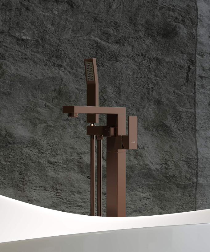 Miscelatore vasca-doccia monocolonna oro rosa spazzolato - Sirius