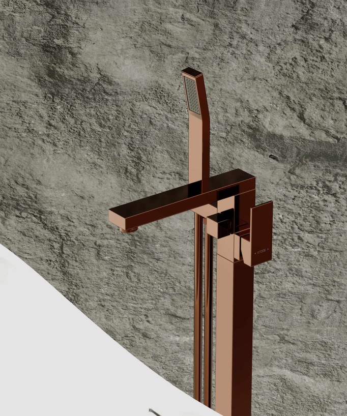 Miscelatore vasca-doccia monocolonna oro rosa - Sirius