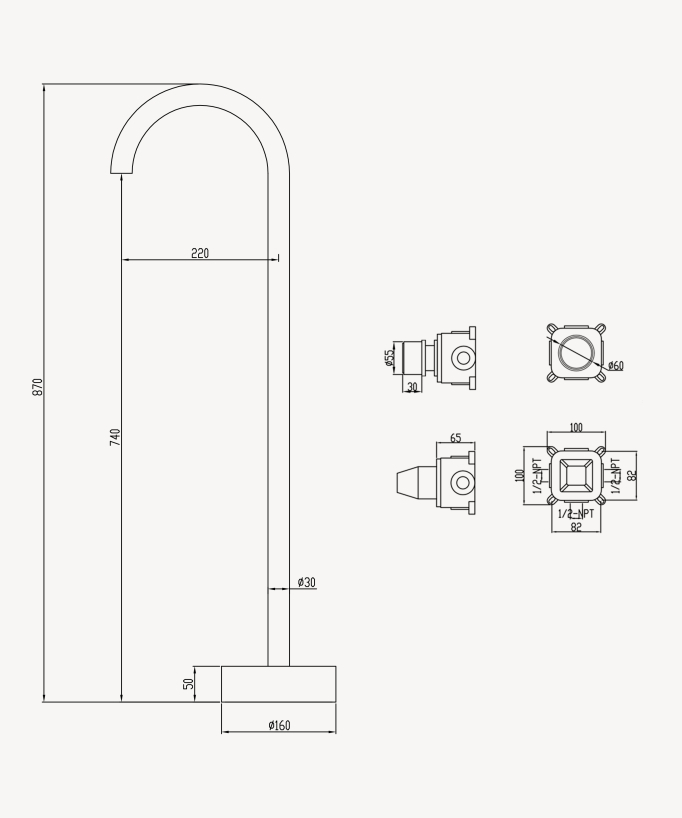 Miscelatore lavabo monocolonna senza regolazione di portata Nero - Leros
