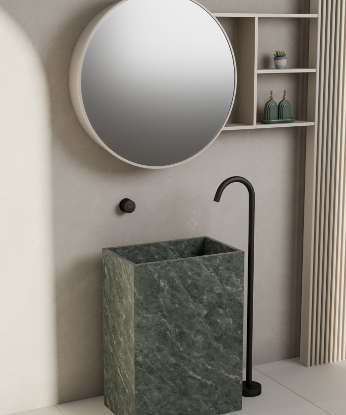 Miscelatore lavabo monocolonna senza regolazione di portata Nero - Leros