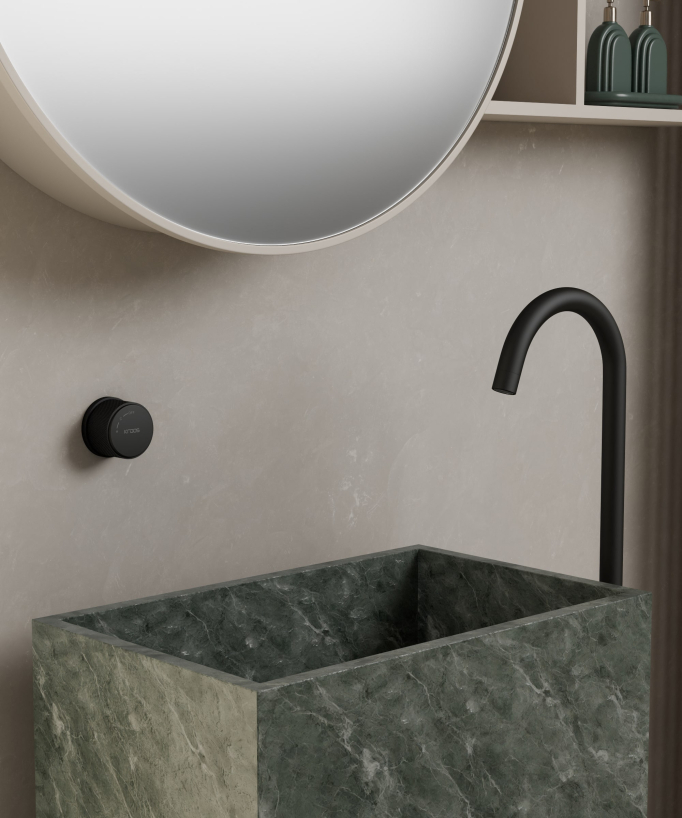 Miscelatore lavabo monocolonna senza regolazione di portata Nero - Leros