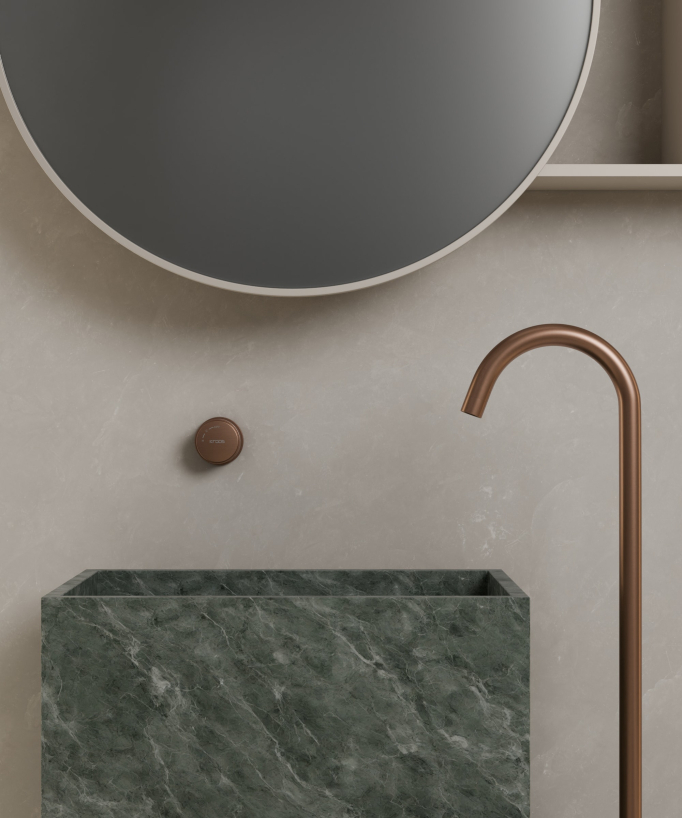 Miscelatore lavabo monocolonna senza regolazione portata Oro rosa spazzolato - Leros