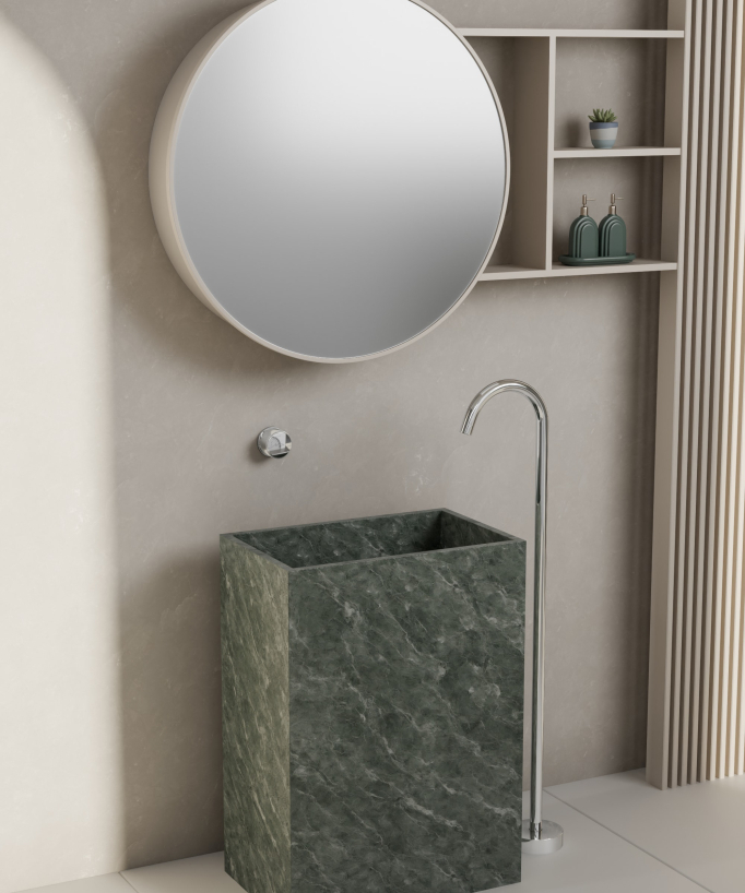 Miscelatore lavabo monocolonna senza regolazione portata Cromato - Leros