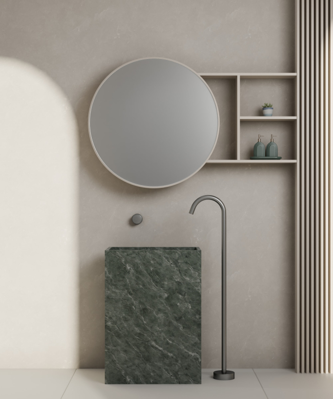 Miscelatore lavabo monocolonna senza regolazione portata Gun metal - Leros