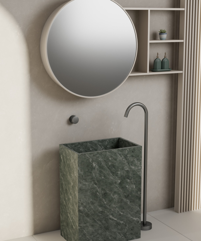 Miscelatore lavabo monocolonna senza regolazione portata Gun metal - Leros