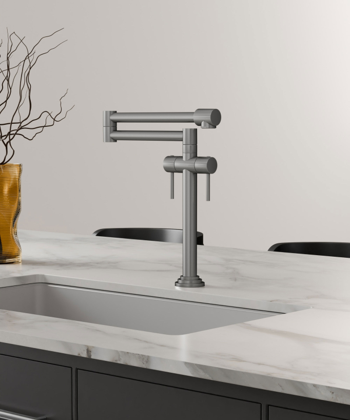 Rubinetto cucina stile retrò - nichel spazzolato