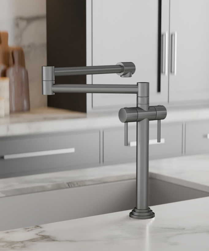 Rubinetto cucina stile retrò - nichel spazzolato