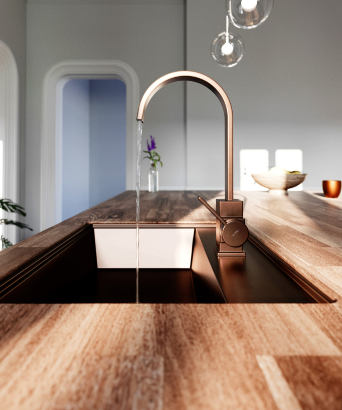 Miscelatore cucina Oro rosa spazzolato - Fiumina