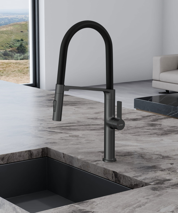 Miscelatore lavello moderno con doccetta - Gunmetal