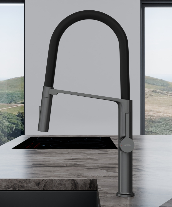 Miscelatore lavello moderno con doccetta - Gunmetal