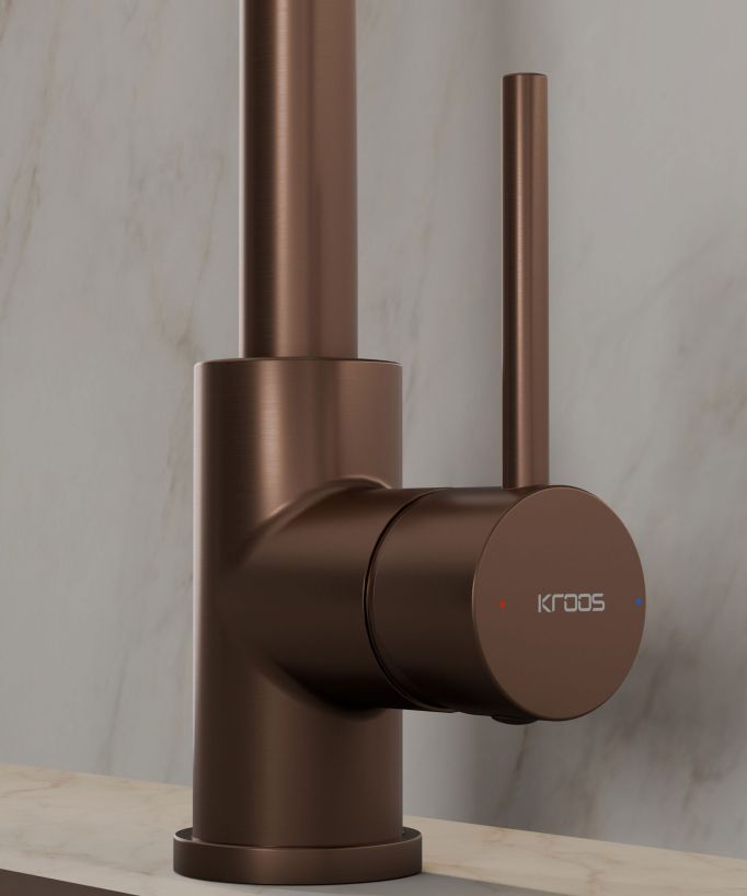 Miscelatore cucina moderno con doccetta - oro rosa spazzolato