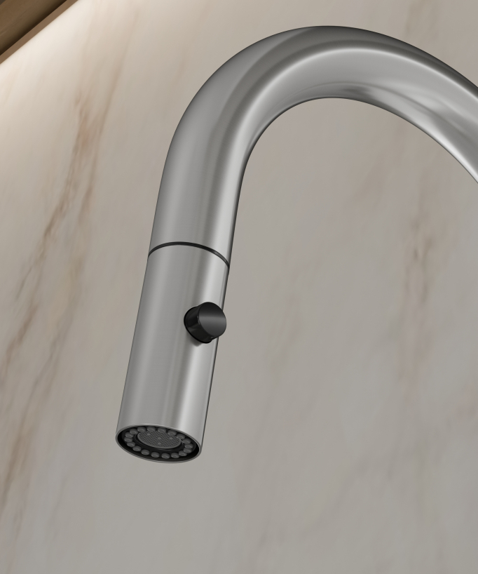 Miscelatore cucina con doccetta Nickel spazzolato - Corbeau