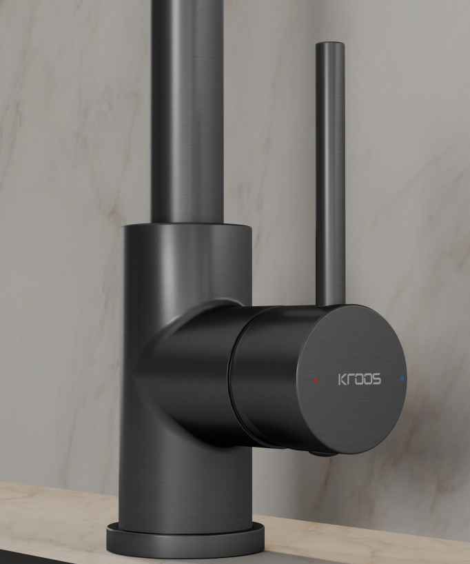 Miscelatore cucina moderno con doccetta - Gun metal - Corbeau