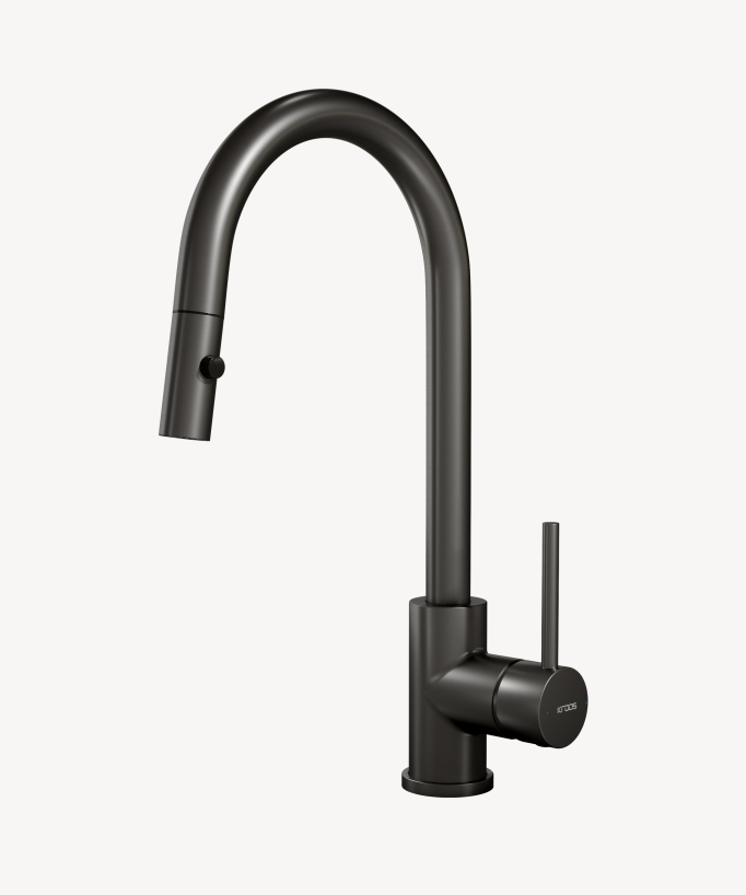 Miscelatore cucina moderno con doccetta - Gun metal - Corbeau