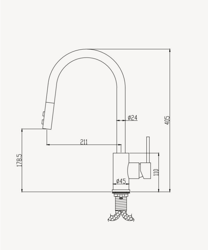 Miscelatore cucina moderno con doccetta - cromato - Corbeau