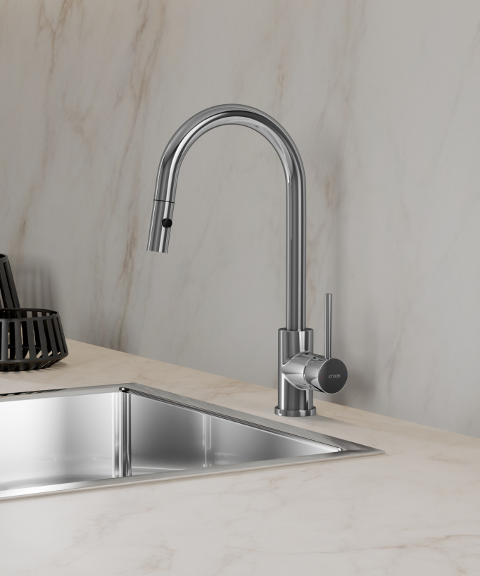 Miscelatore cucina moderno con doccetta - cromato - Corbeau