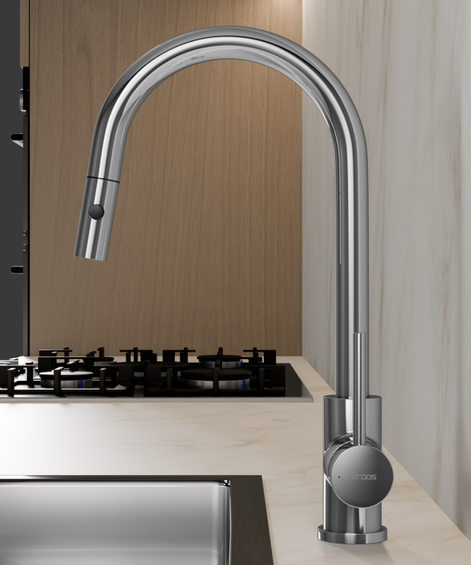 Miscelatore cucina moderno con doccetta - cromato - Corbeau