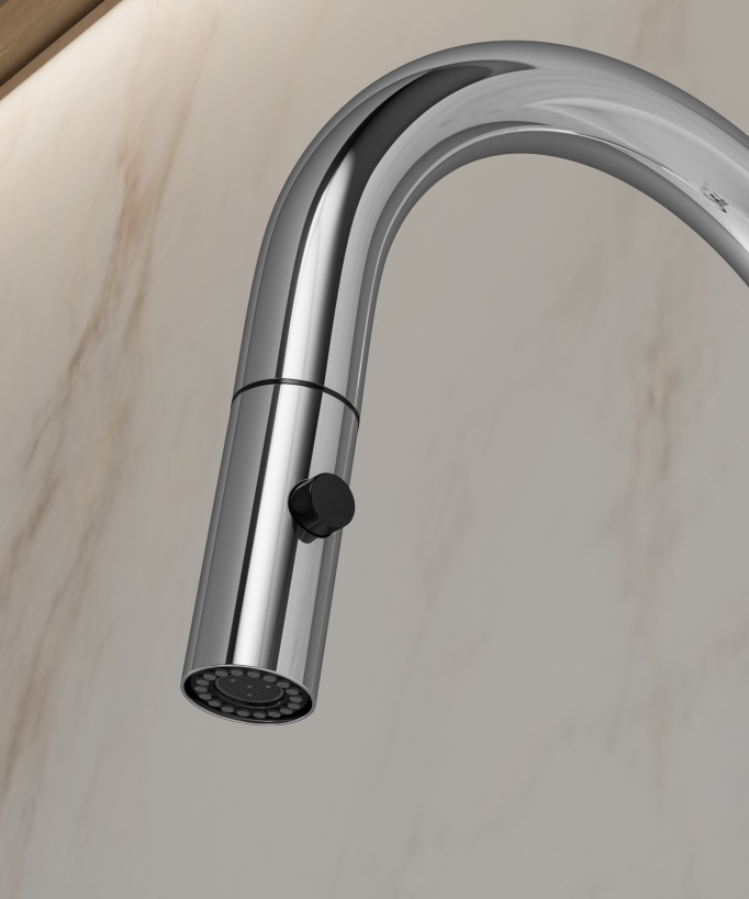 Miscelatore cucina moderno con doccetta - cromato - Corbeau