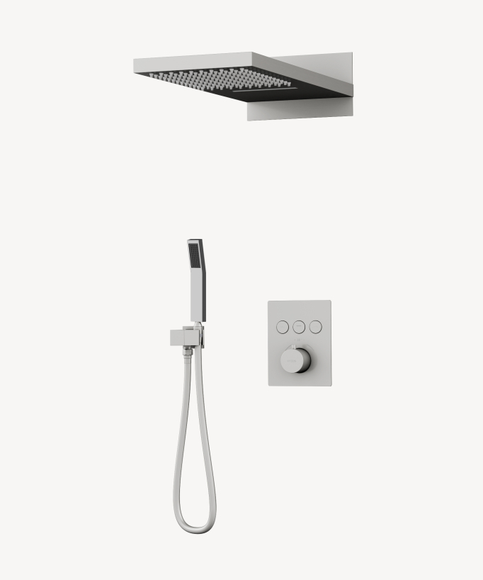 Colonna doccia termostatica incasso 3 funzioni Nickel spazzolato - Sirius