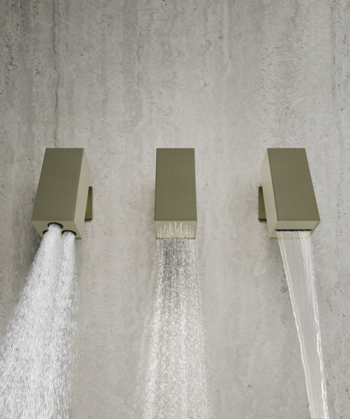 Set miscelatore termostatico multifunzione con soffione orientabile Oro spazzolato - Sirius