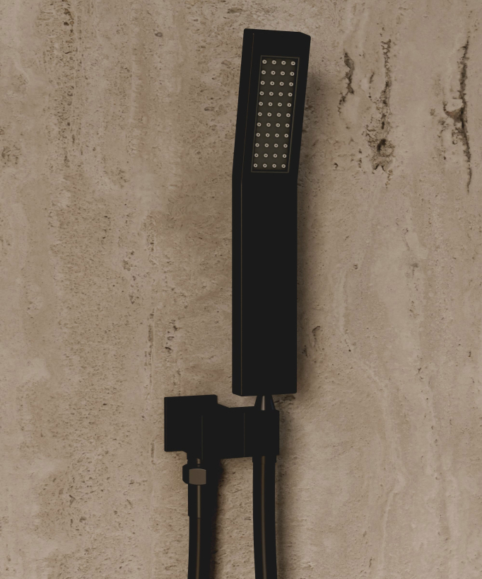 Sistema doccia termostatico a soffitto con getti nascosti 500 mm - Nero