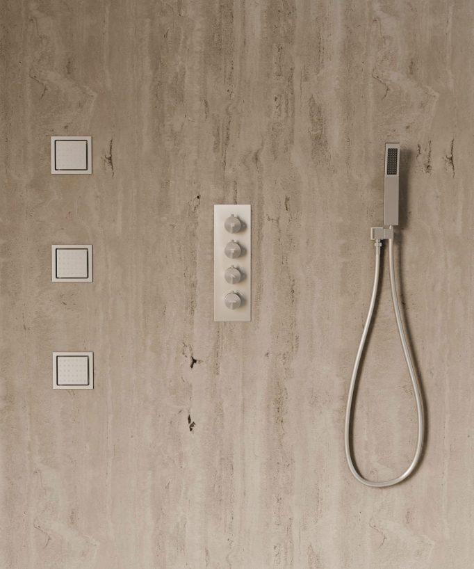 Sistema doccia termostatico a soffitto con getti nascosti 500 mm - Nickel spazzolato