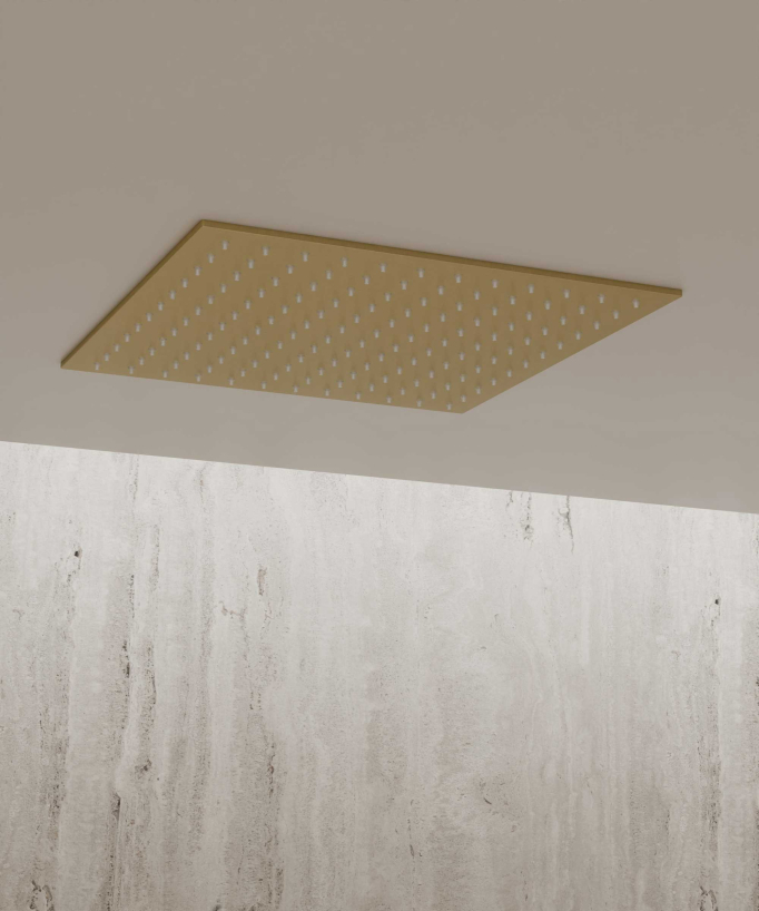 Sistema doccia termostatico a soffitto - Oro spazzolato
