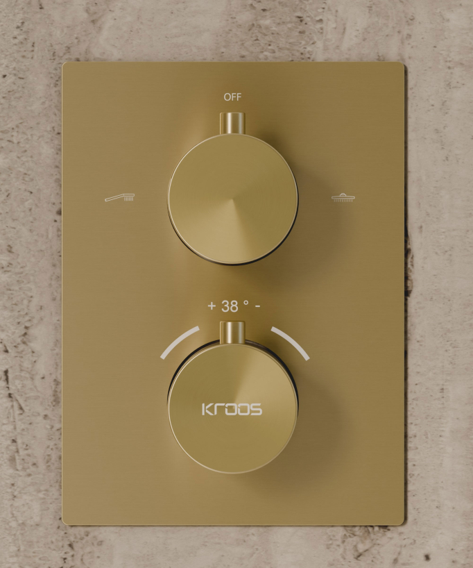 Sistema doccia termostatico a soffitto - Oro spazzolato