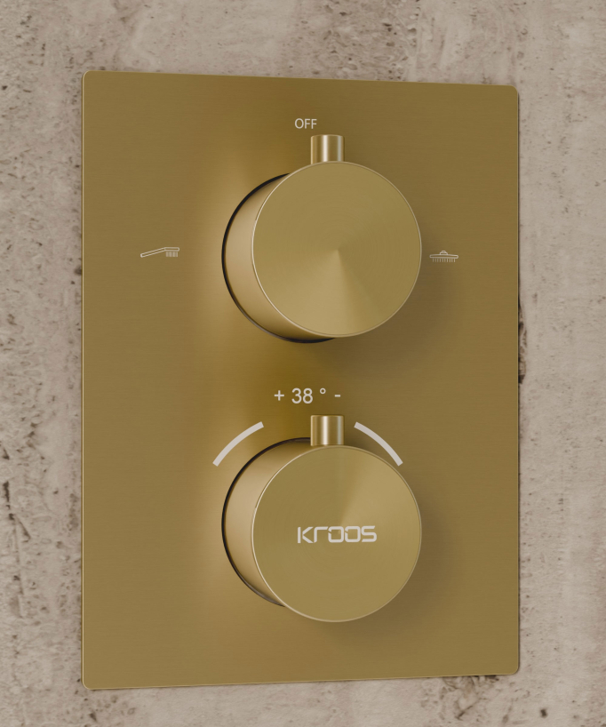 Sistema doccia termostatico a soffitto - Oro spazzolato