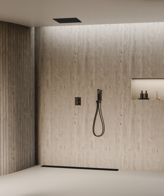 Sistema doccia termostatico a soffitto - Nero