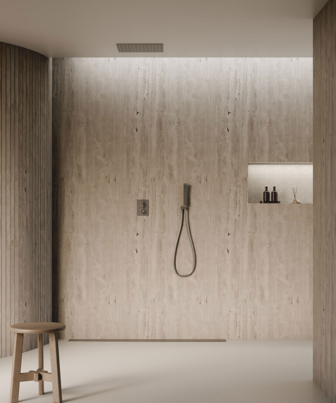 Sistema doccia termostatico a soffitto - Gun métal